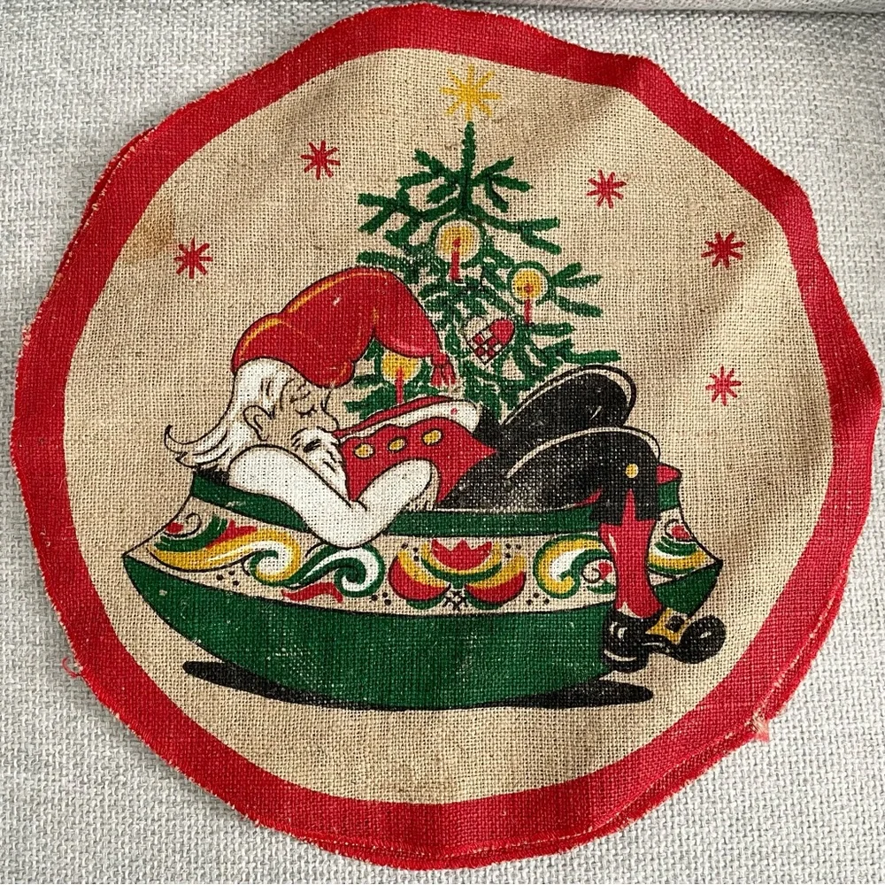 SET of 3 Vintage Nordic Burlap Holiday Placemats